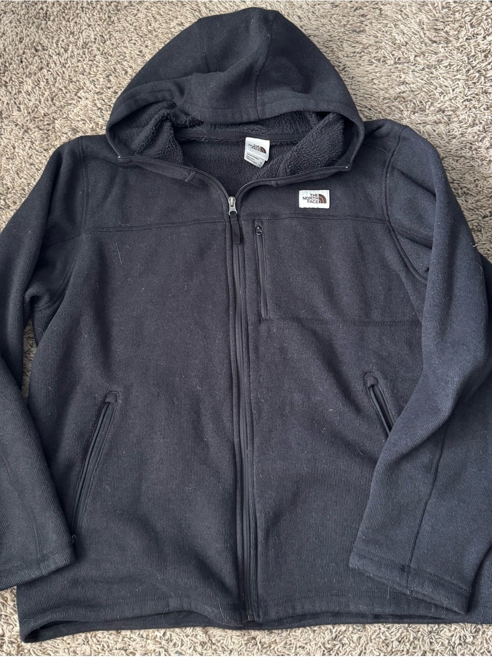 The North Face Men’s Charcoal Hooded Full-Zip Fleece Jacket - size XL